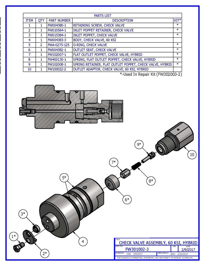 Check Valve Assembly  60 KSI  Hybrid