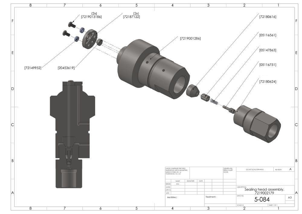 SEALING HEAD Assembly  SLPRO III  90K  FLAT INLET