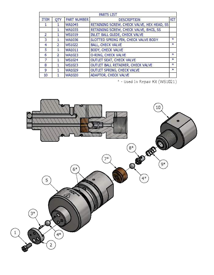 Check Valve Assembly (Ball In / Ball Out) - Rexpoparts