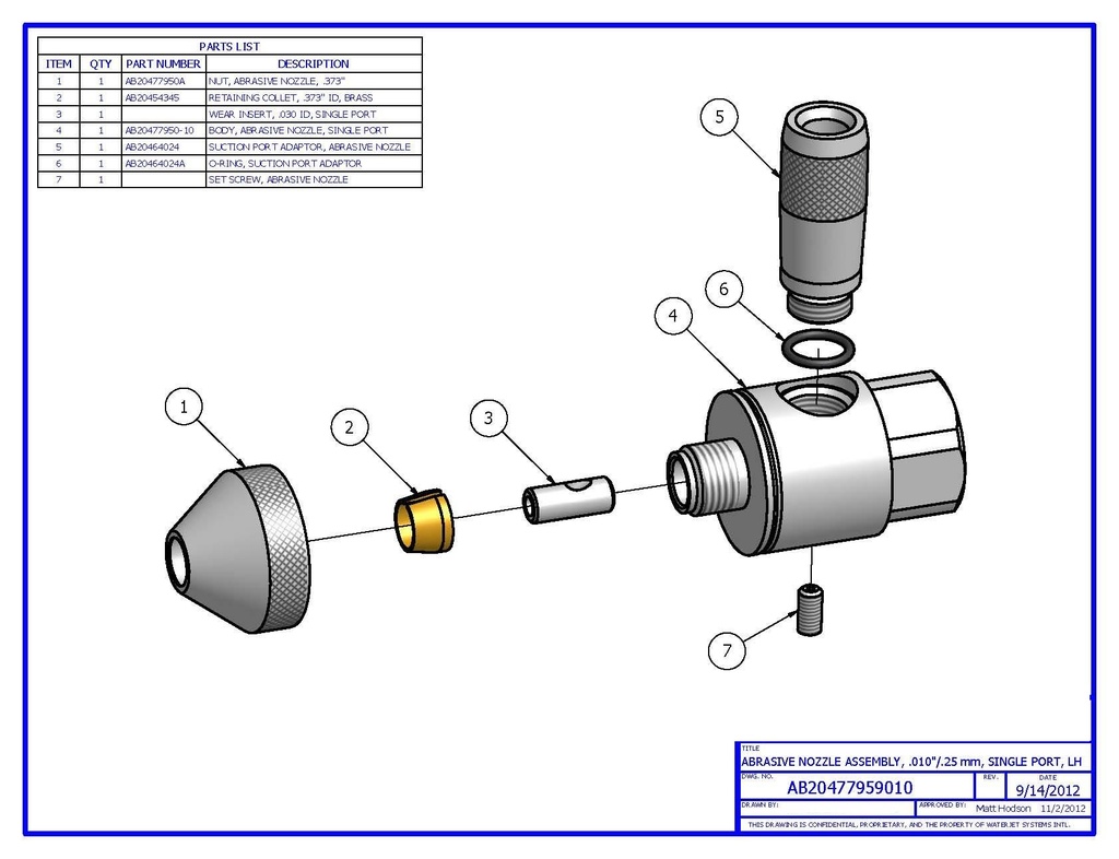 Abrasive Nozzle Assembly .010"/0.25Mm