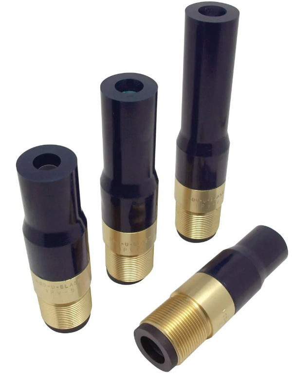Tungsten Carbide Wide Entry Long Venturi Nozzle 1-1/4",  Zinc Alloy Thread  Polyuret Jacket 5/8"