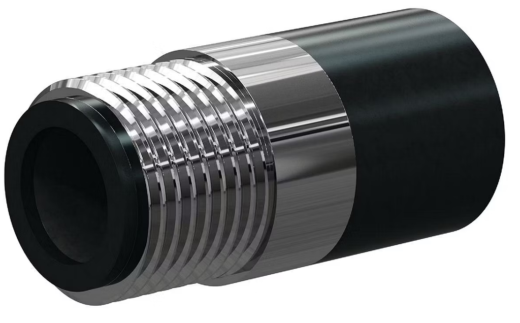 T121-P Tungs Carbide Short Venturi Nozzle SERIES 1" Entry, 1-1/4" Brass Thread, 3-3/8" Length  Polyuret Jack 3/8"