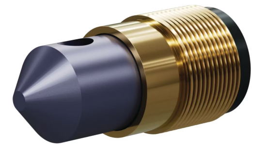 T045 Tungs Carb 45° Angle Nozzle SERIES 1-1/4" Brass Thread, Double Outlet 1/4"