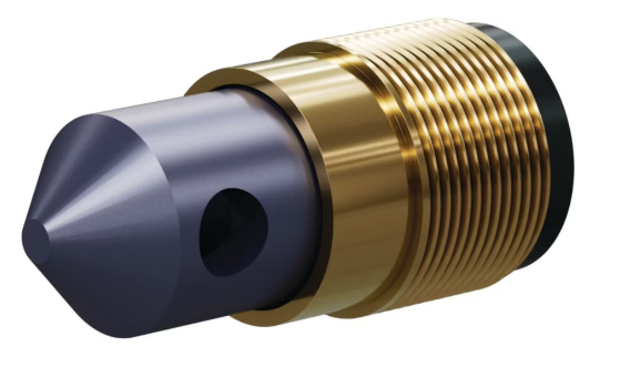 T090 Tungs Carb 90° Angle Nozzle SERIES 1-1/4" Brass Thread, Double Outlet 3/8"