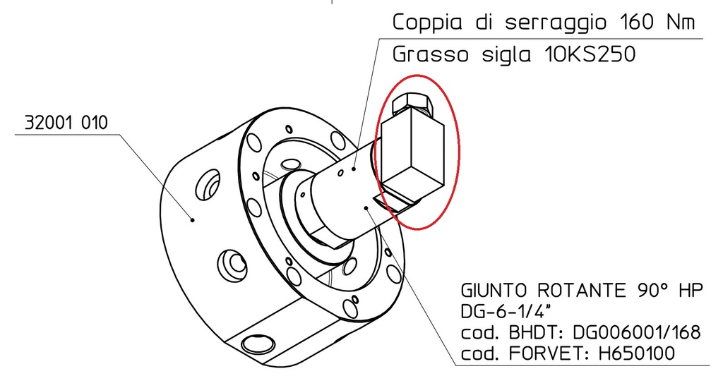 Slewing ring 90° 6.4mm